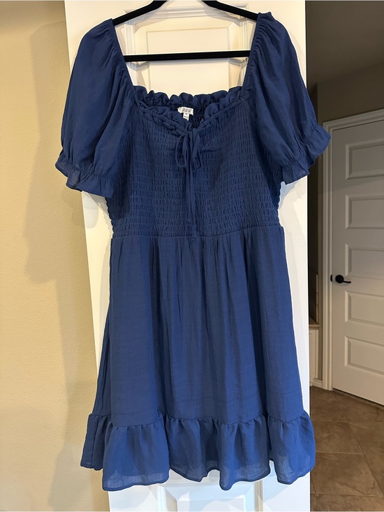 Dresses & Skirts - Blue Smocked Puff Sleeve Mini Dress